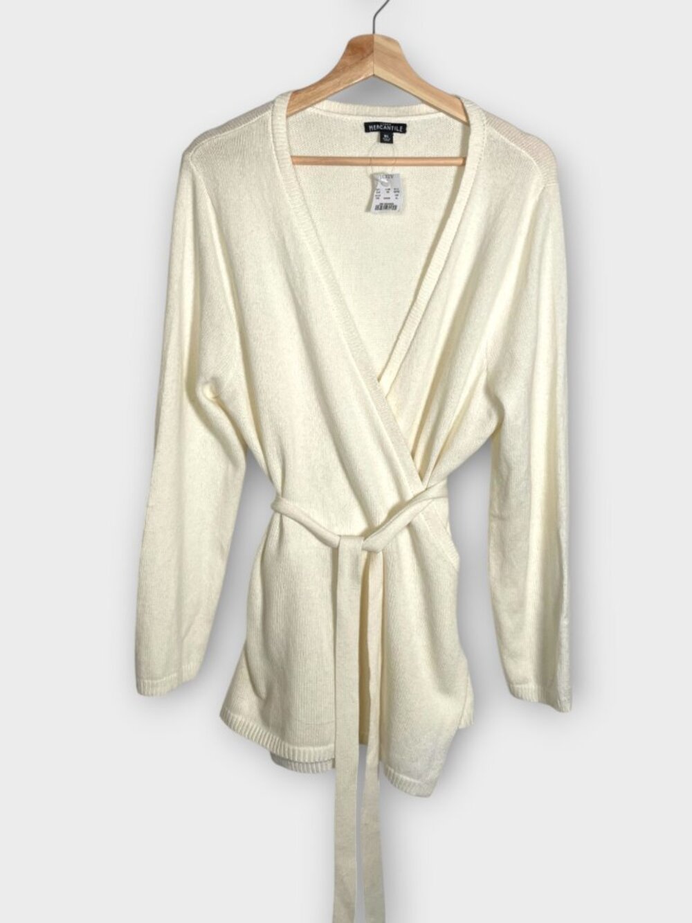 J Crew Mercantile Wrap Tie Wool Blend Sweater Womans XL Ivory NWT